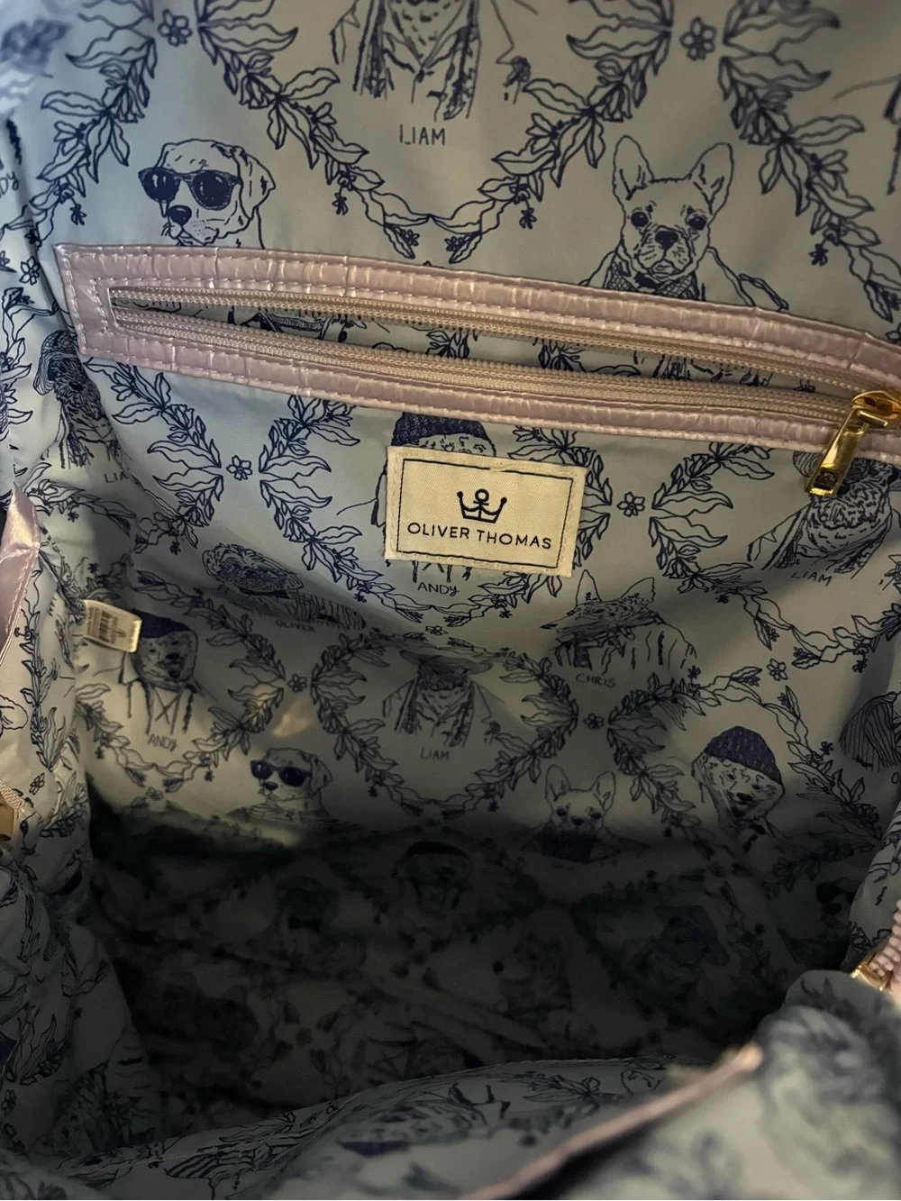 Oliver Thomas || 24 + 7 Tennis Backpack Quilted Metallic Lavender Purple Stars